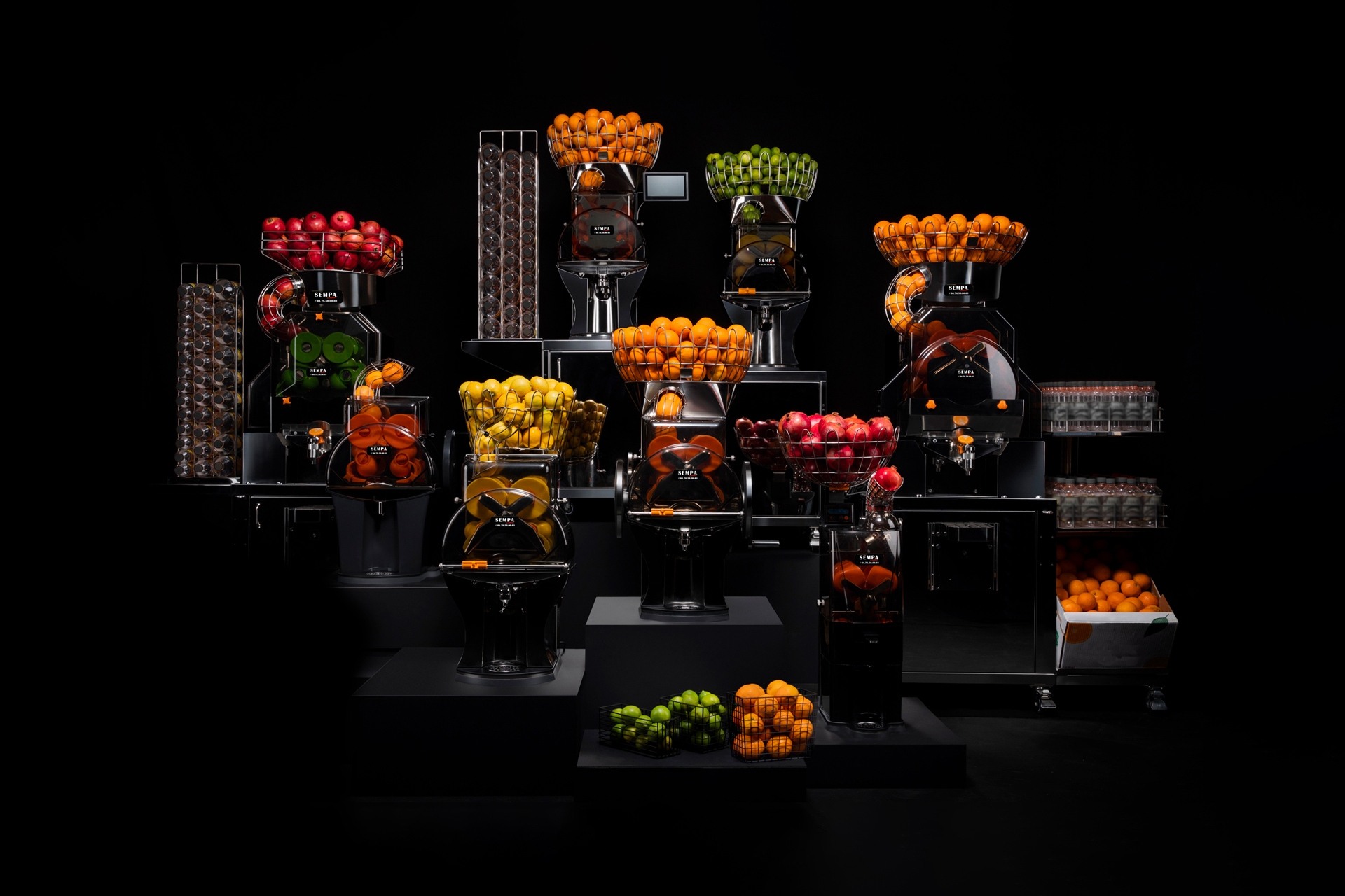Composition de presse-agrumes professionnels SEMPA pour agrumes, grenades et gros fruits