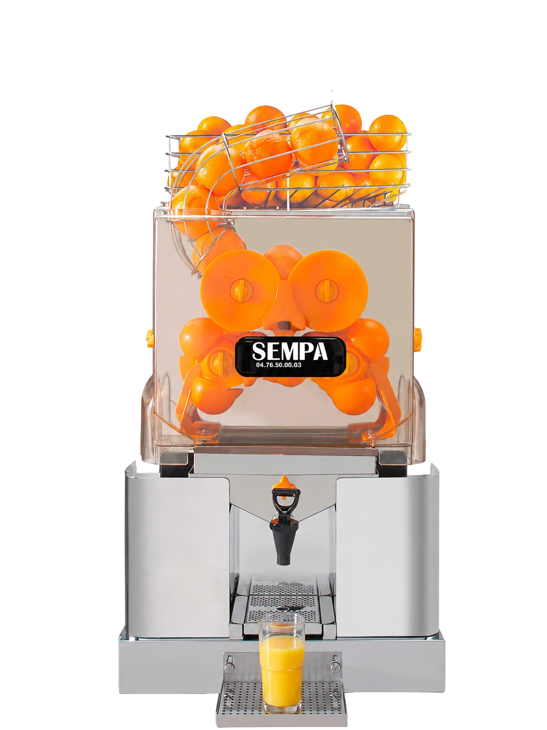 Presse-agrumes professionnel SEMPA OL 101 avec panier à fruits et robinet de service