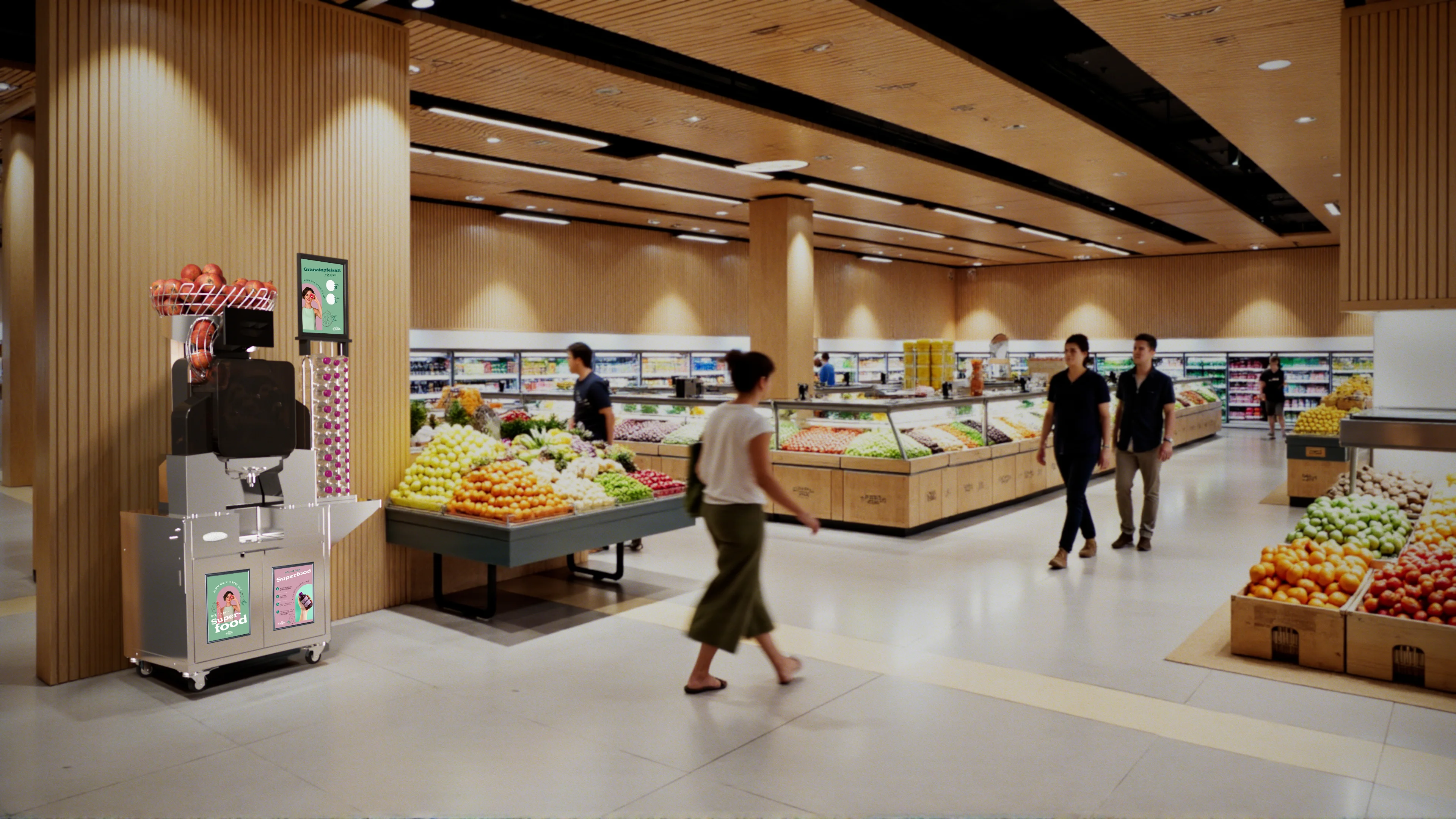 OL 351 ASG installée au rayon fruits et légumes d'un supermarché