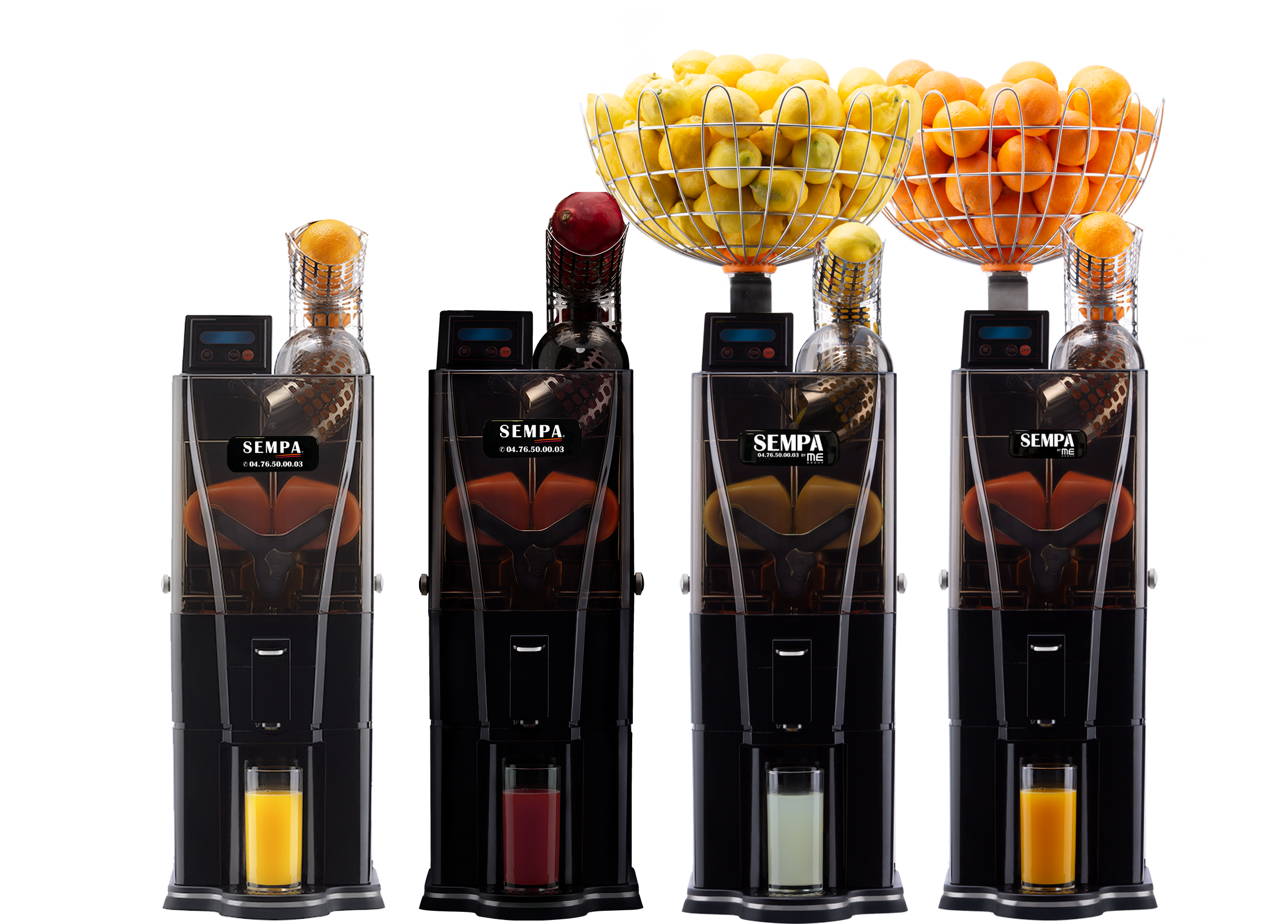 Presse-agrumes OL 41 Comptoir avec plusieurs configurations de fruits
